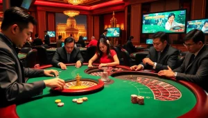 Experience thrilling gameplay at god55 việt nam casino with professionals engaged at poker tables.