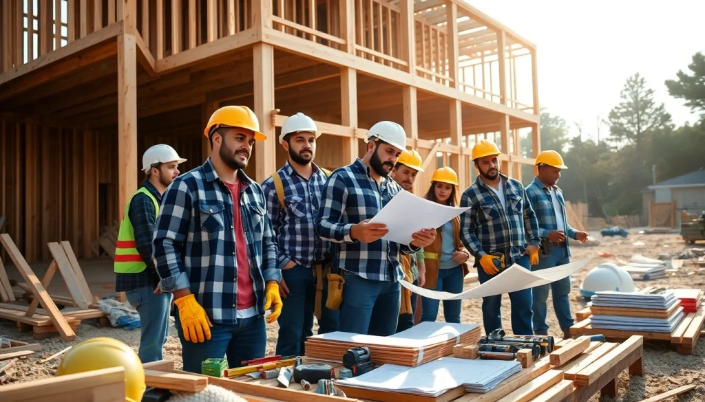 Engaged construction apprenticeships carolinas training on-site in a bright, collaborative environment.