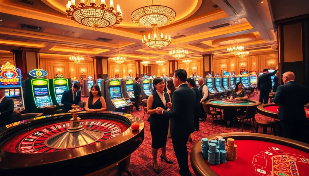 Experience the excitement of gambling at VUA99 casino with vibrant gaming tables and colorful chips.