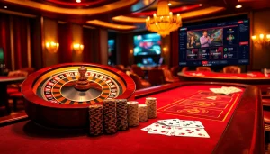 Engaging players at the roulette table in a luxurious casino setting while exploring https://lc88tv.com/.