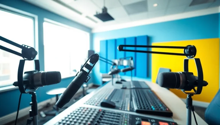 Engage with hometownstation.com through a vibrant radio broadcasting studio.