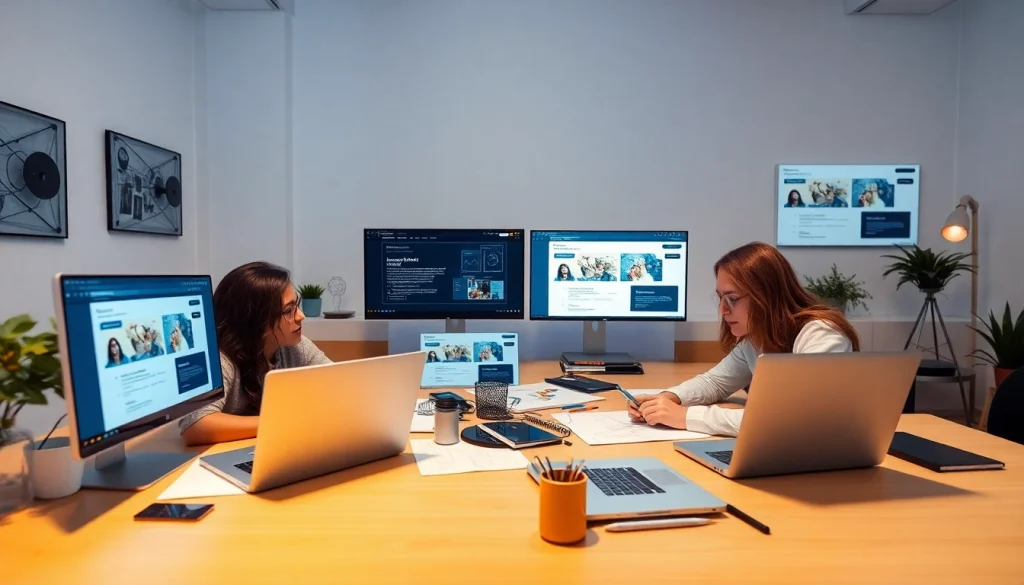 Professional design team collaborating on a project for thiết kế web.