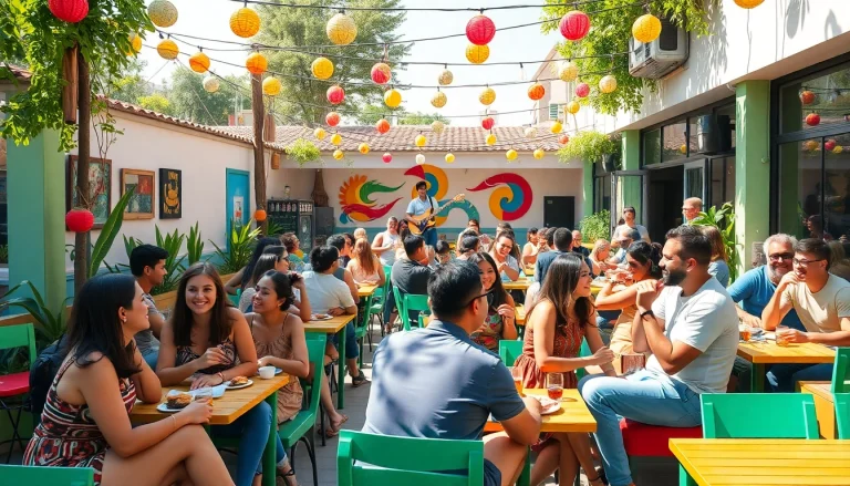 Experience the best places to hang out near me with friends enjoying lively outdoor spaces.