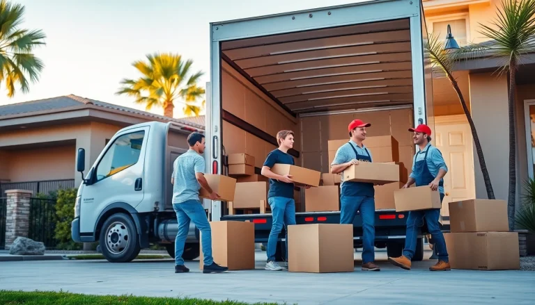 Moving Company San Diego team packing a truck in a warm, sunny environment