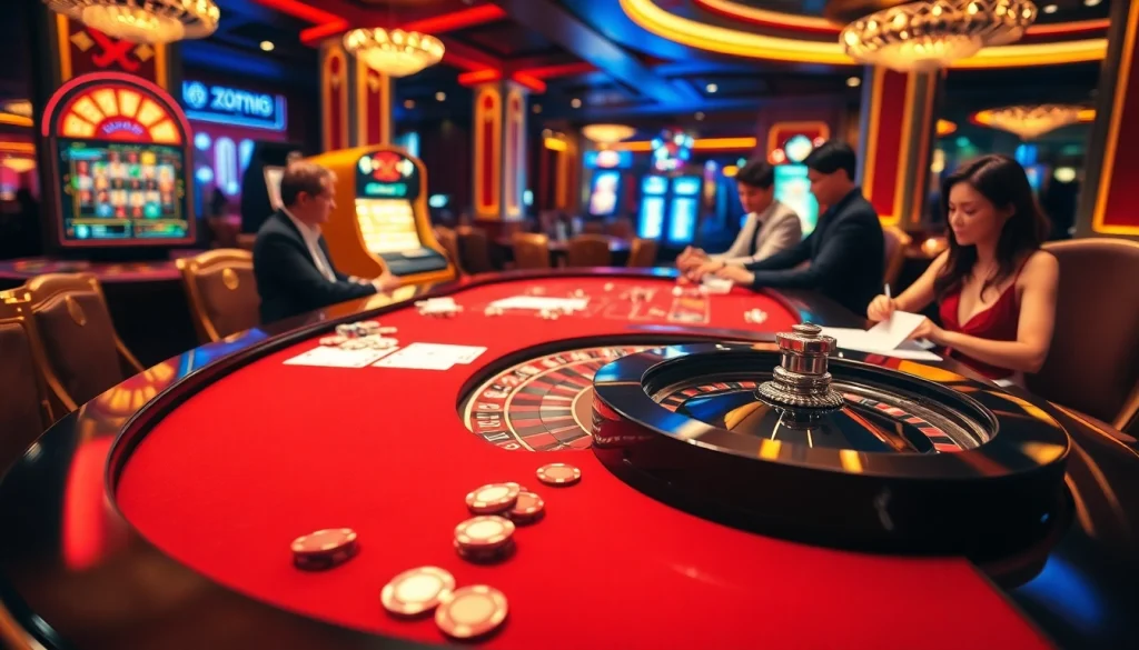 Experience the excitement of top 10 nhà cái uy tín at a glamorous casino, showcasing thrilling gameplay and vibrant atmosphere.