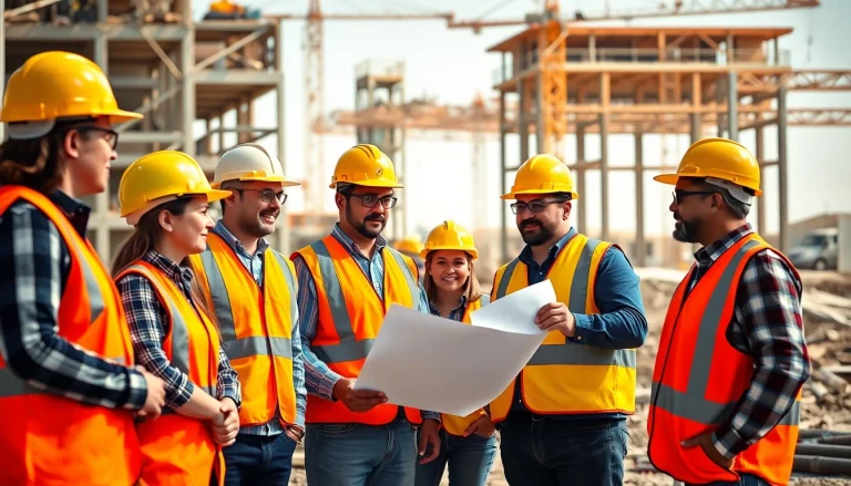 Builders from the Texas association of builders collaborating at a construction site.