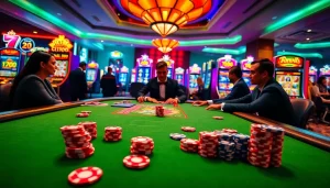 Experience the thrill of betting on 12bet with vibrant poker chips and digital slot machines.