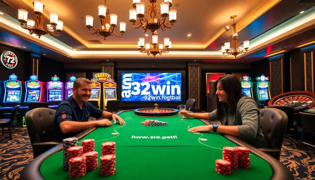 Experience thrilling gameplay at 32win.football/ with vibrant poker tables and interactive casino elements.