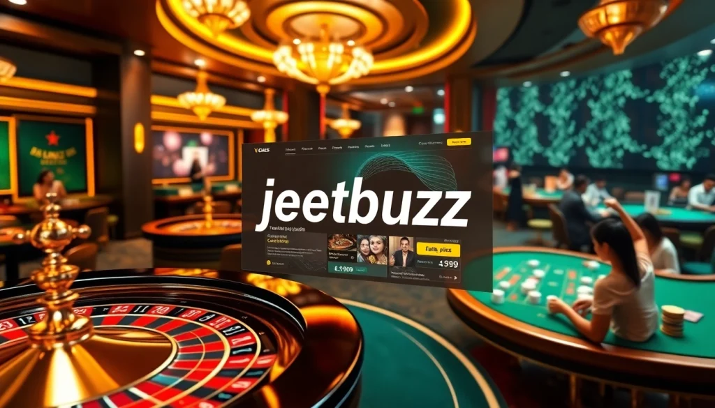 Experience excitement at Jeetbuzz Bangladesh with a vibrant casino scene featuring roulette and poker.