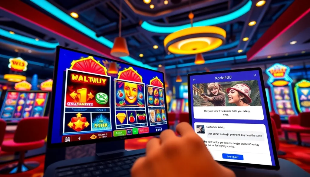 Kode4d online gaming platform with vibrant slot games and 24/7 customer service.