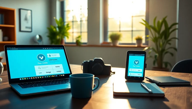快连VPN interface displayed on multiple devices, showcasing seamless connectivity and user-friendly design.