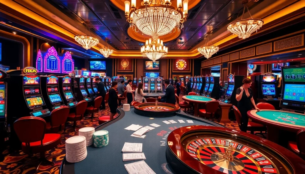 Engaging gambling experience at a luxurious casino highlighting 주소모음 for efficient gameplay.