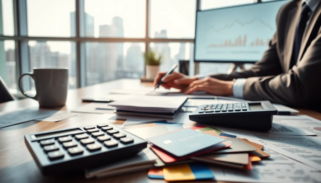 카드깡 관련 신용카드와 금융 문서가 놓인 사무실 책상