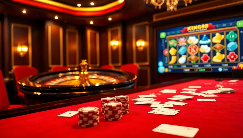 king88 players celebrating a win at a luxurious online casino table with roulette and cards