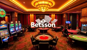 Betsson casino experience with vibrant gaming tables and excited players enjoying their bets.