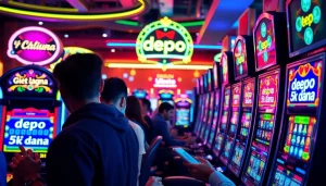 Menampilkan pengalaman bermain depo 5k dana dengan antusiasme pemain di latar kasino