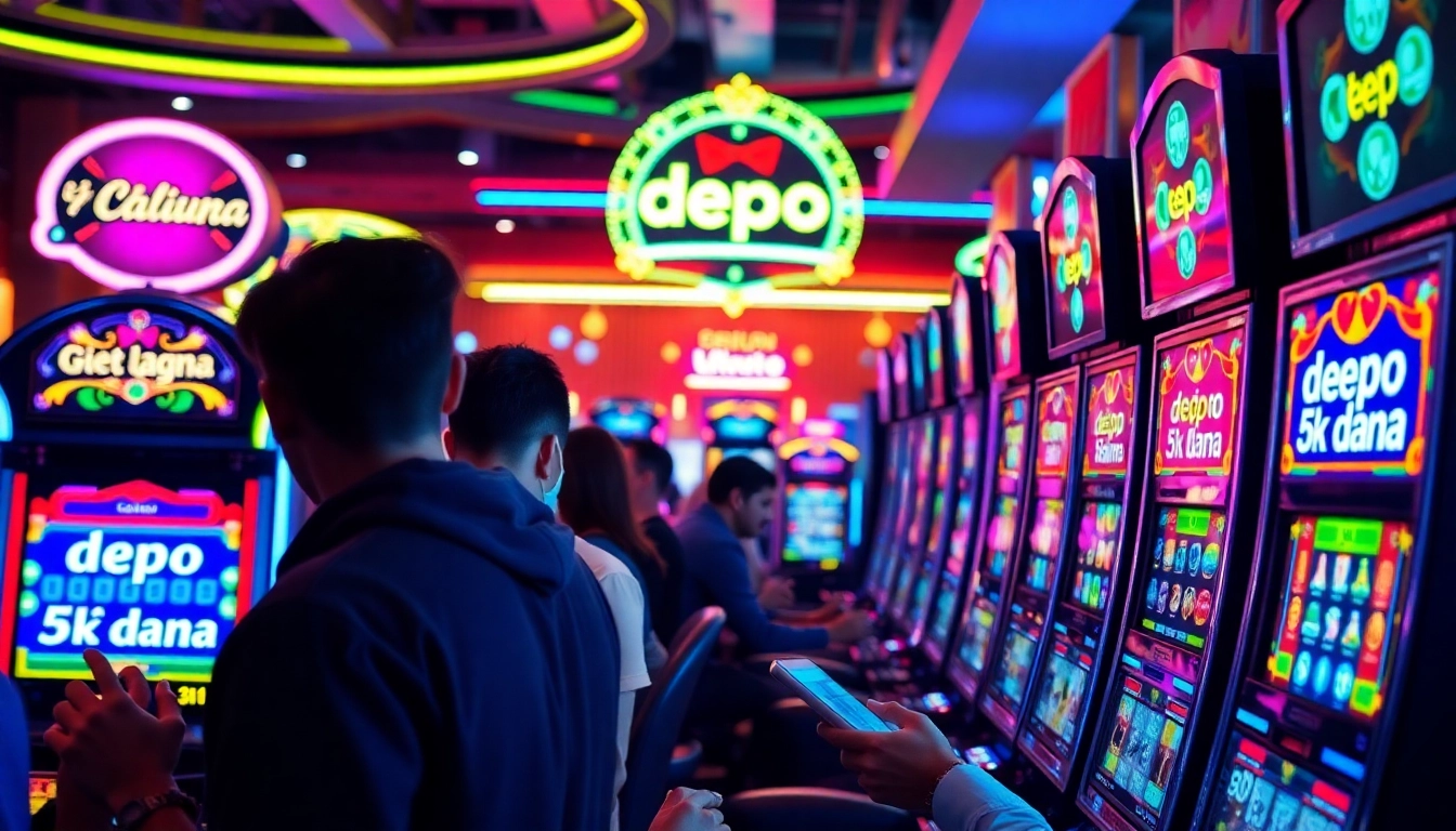 Menampilkan pengalaman bermain depo 5k dana dengan antusiasme pemain di latar kasino