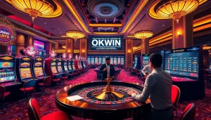 Experience the thrill of gambling at OKWIN's vibrant casino floor with exciting games.