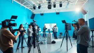 Video production edmonton team capturing dynamic footage in a modern studio.