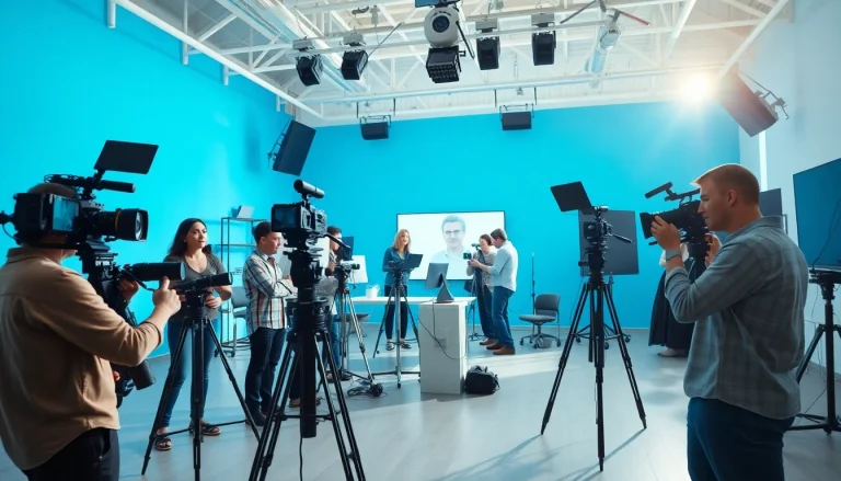 Video production edmonton team capturing dynamic footage in a modern studio.