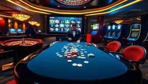 Engaging game scene with a stylish gambling table and 9Dbet branding, showcasing excitement and professionalism.