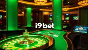 Engaging online gambling scene at i9bet featuring vibrant roulette and poker tables.