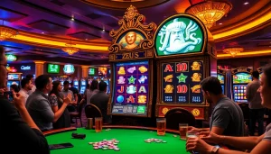 Putar mesin slot Zeus sambil menikmati suasana kasino yang hidup penuh kegembiraan.