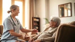 Engaged caregiver providing in home care austin tx for an elderly individual, showcasing warmth and comfort.