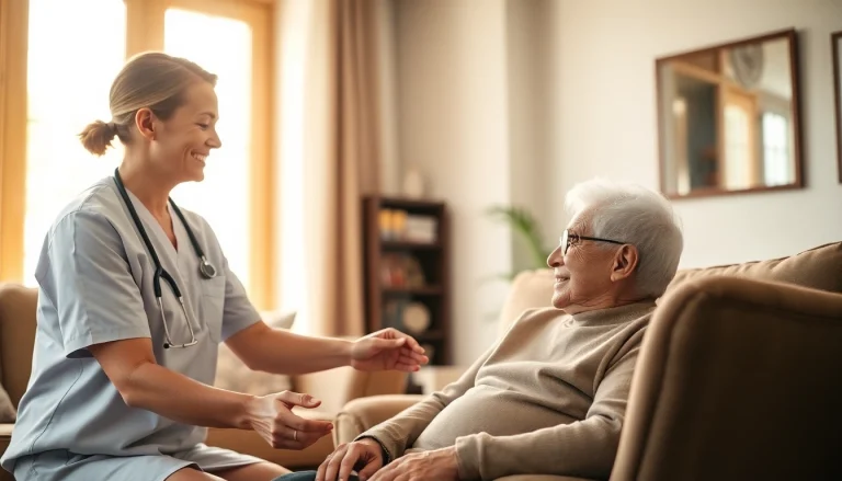 Engaged caregiver providing in home care austin tx for an elderly individual, showcasing warmth and comfort.