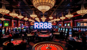RR88 players enjoying a thrilling gaming experience at a luxurious casino.