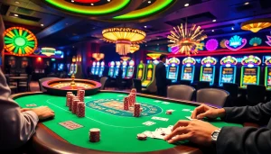 Engaged players at a poker table showcasing strategic moves, part of the MK 8 luxury gambling experience.