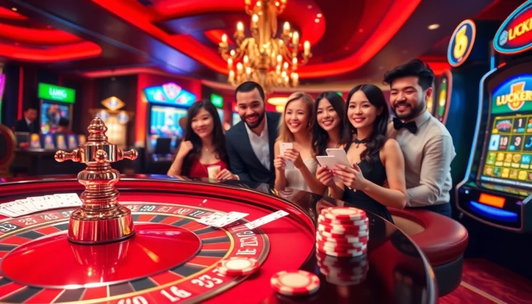 Trải nghiệm cảm giác hồi hộp và phấn khích tại casino LUCK8 và LUCKY8 với bàn roulette sống động và các máy đánh bạc.