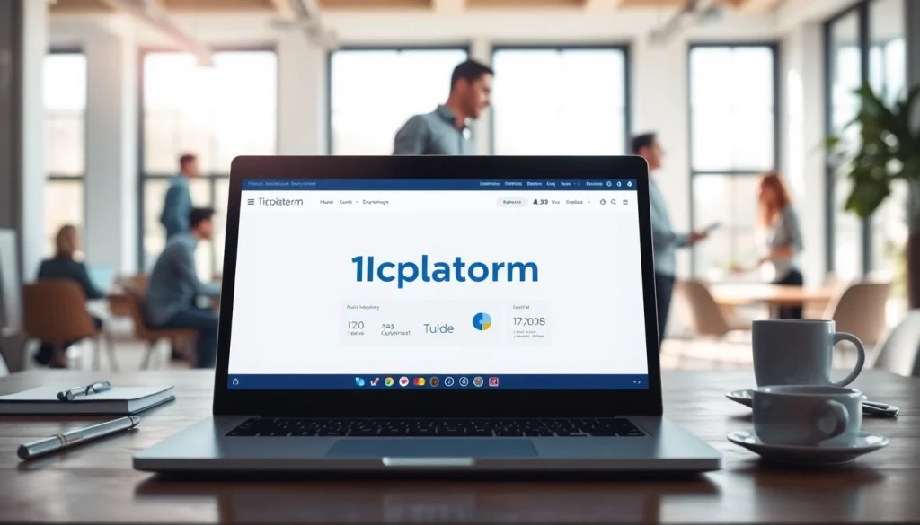 Visual representation of the 1cplatform in a collaborative workspace with modern technology.