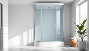 Duschkabine 90x90 in einem stilvollen Badezimmer, glatt und modern gestaltet.