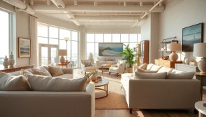 A modern seating arrangement at the Laguna Beach furniture store showcasing elegant designs.