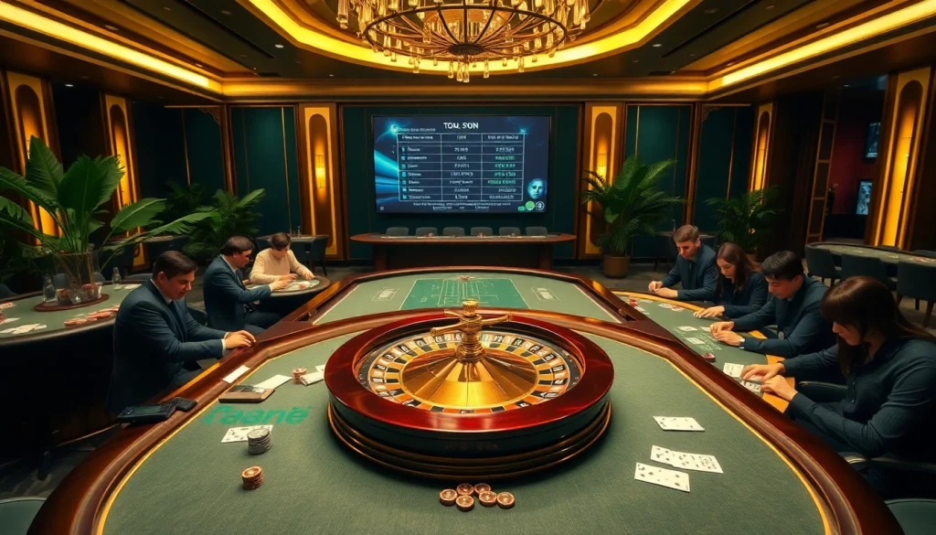 Engage with Tool xo so sieu toc at an upscale casino, featuring exciting roulette and poker games.