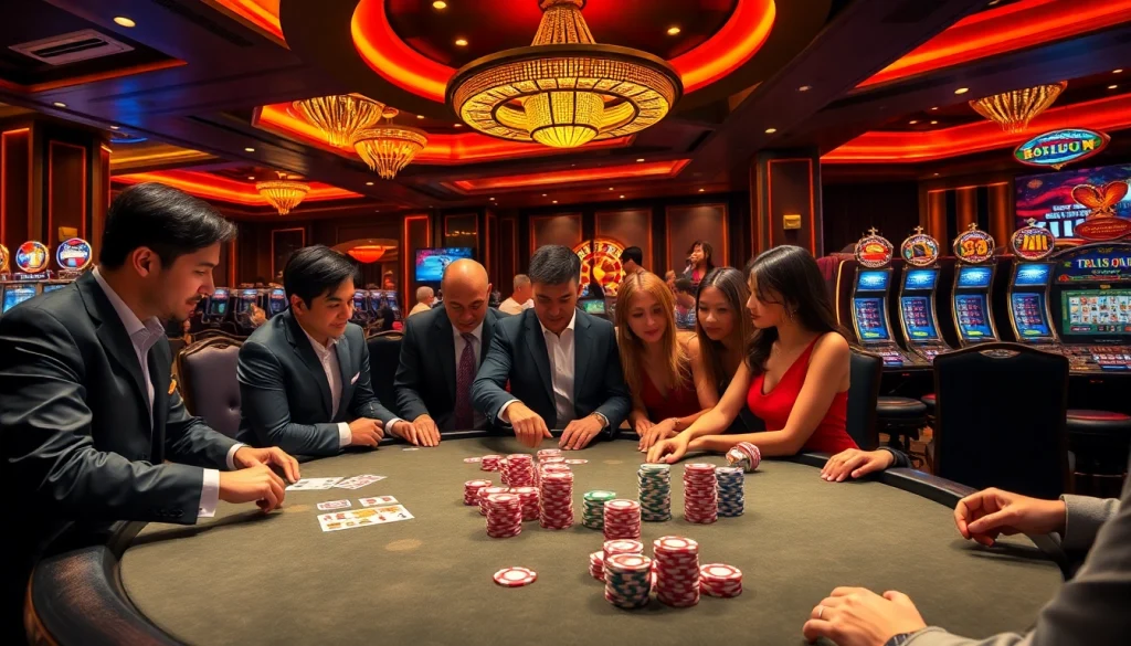 Playing a high-stakes game at kjc rr88 casino table with vibrant cards and chips.