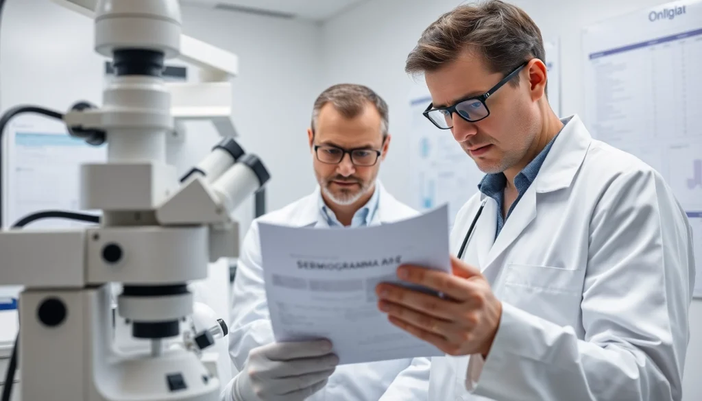 Analizzando un spermiogramma in laboratorio con medici esperti e attrezzature specifiche.