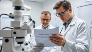 Analizzando un spermiogramma in laboratorio con medici esperti e attrezzature specifiche.