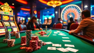 Engage in thrilling poker action at 388bet with vibrant chips and cards in an upscale casino setting.