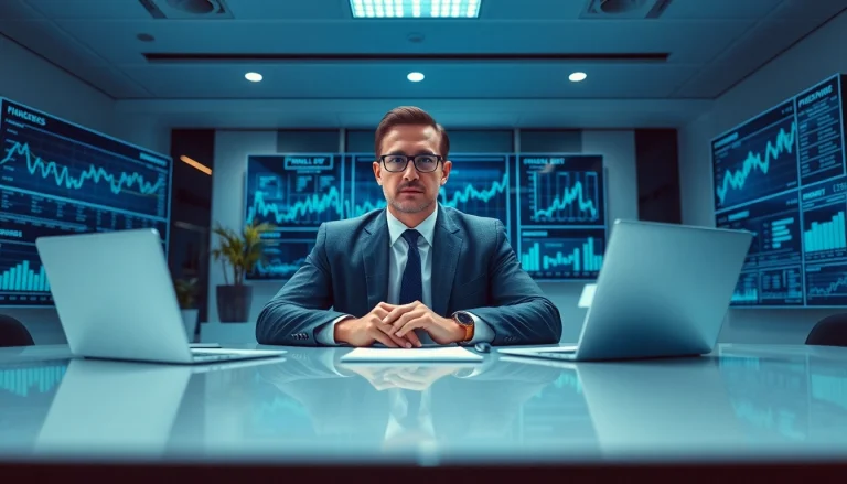 Advising on financing solutions with detailed charts in a modern office environment.