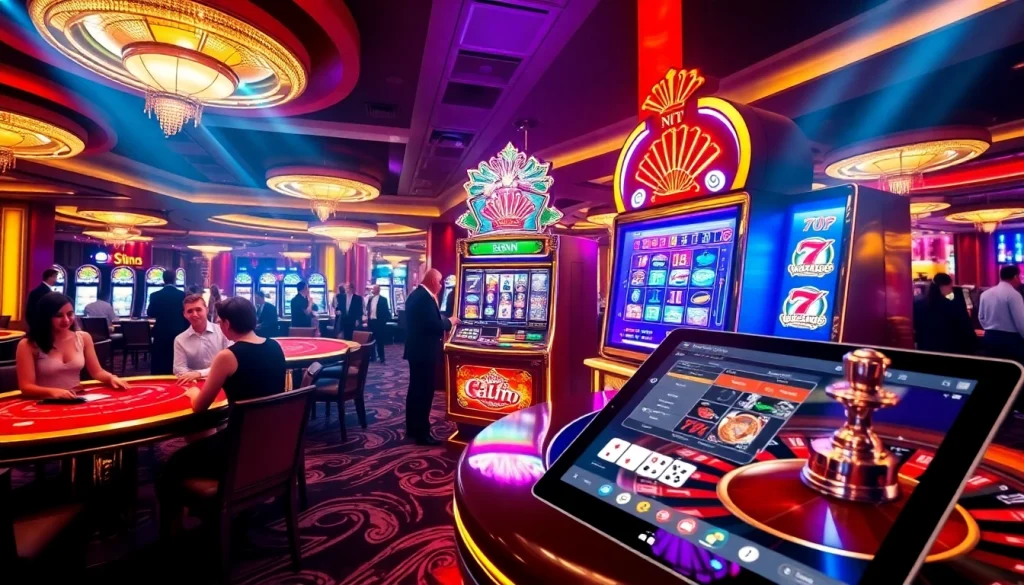Engaging scene showcasing the excitement of kkwin casino with players at tables.
