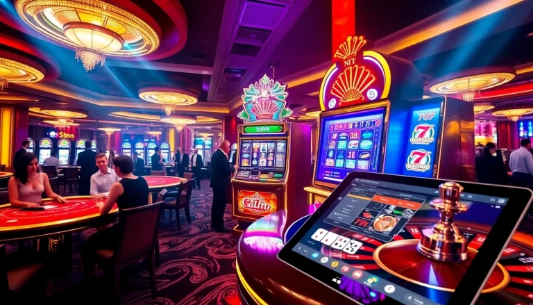 Engaging scene showcasing the excitement of kkwin casino with players at tables.