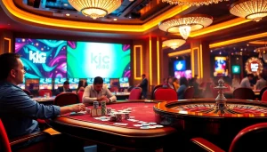 Players immerse themselves in the excitement of high-stakes poker at the kjc rr88 casino.
