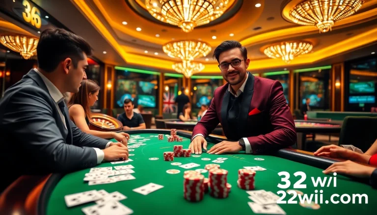 Experience the excitement at 32win.com with real dealers at the Baccarat table and engaging gambling action.
