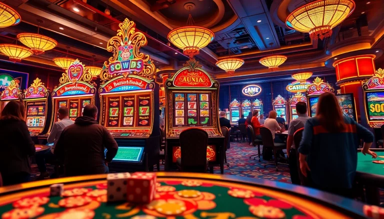 Para pemain menikmati pengalaman seru bermain slot pulsa di kasino yang hidup.