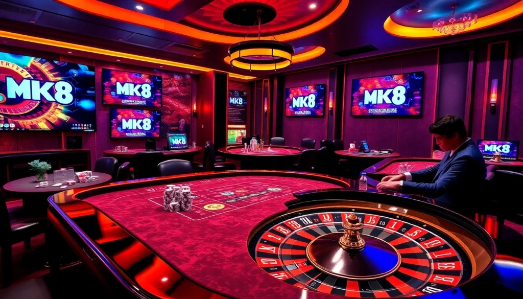 Exciting MK8 casino gaming table with vibrant colors and dynamic betting activity.