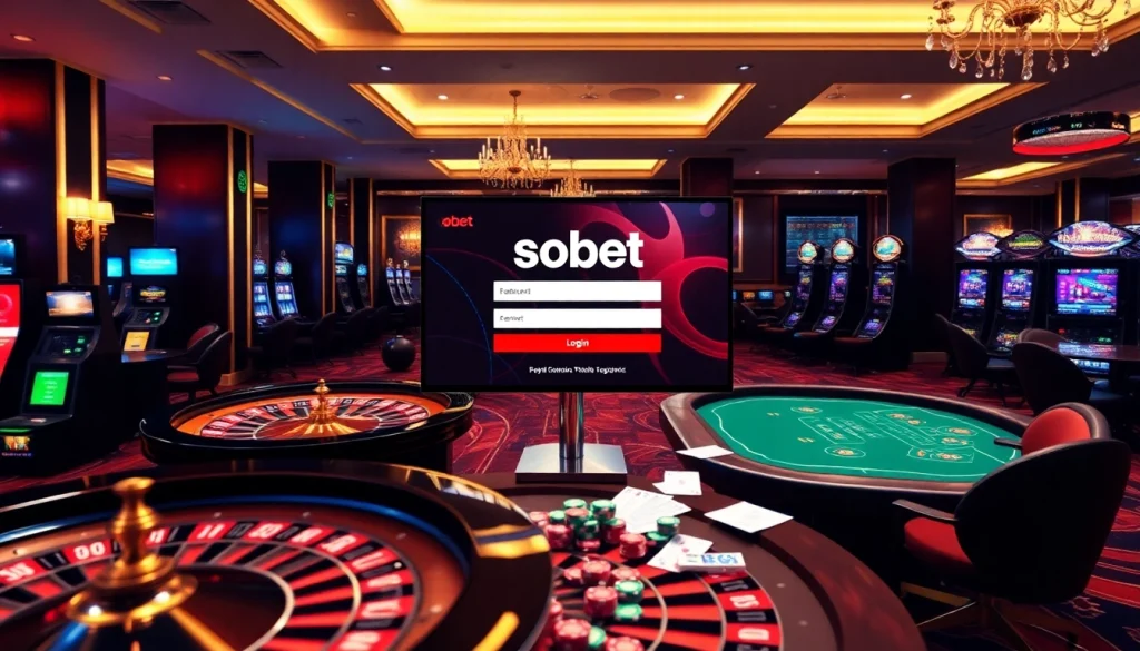 Experience the sbobet login terbaru with vibrant casino scenes showcasing betting excitement and modern gaming elements.