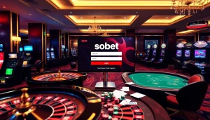 Experience the sbobet login terbaru with vibrant casino scenes showcasing betting excitement and modern gaming elements.