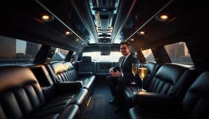 Luxury interior of a Hollywood Limo featuring plush seats and a professional chauffeur, perfect for Los Angeles Limo services.